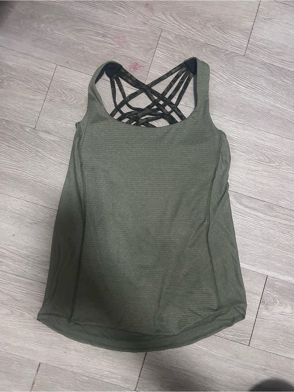 Women's Olive Green Strappy Back Tank Top open back